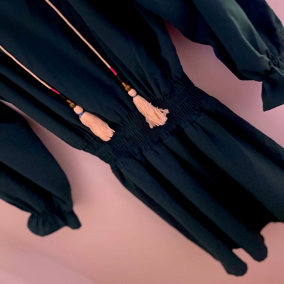 Chic Dark Green Long Sleeve Dress bohemian romper - Picture 5 of 16